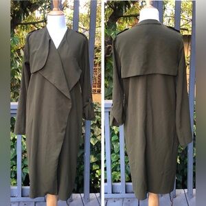 Romeo+Juliet Couture Draped Open Front Lightweight Olive Long Coat Duster size S
